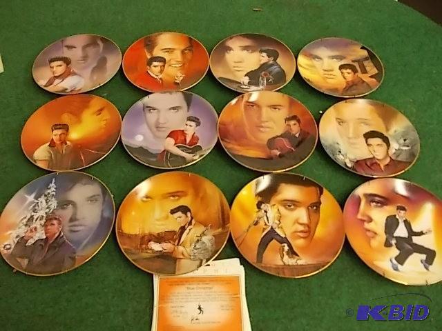 lot 10 image: Set Of 12-Elvis Collector Plates - ...