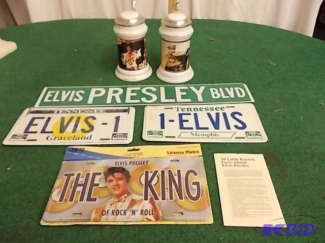 lot 18 image: Elvis License Plates, Road Sign, 2-...