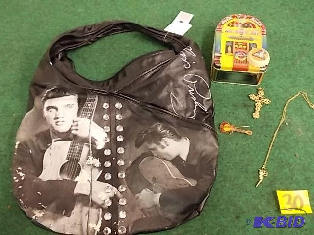 lot 30 image: Elvis Purse, Coca Cola Tin & Ma...
