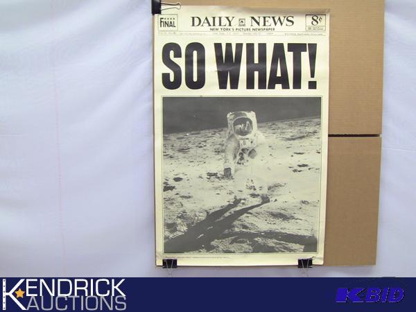 lot 18 image: Vintage Original 1970 So What Man Walking on Moon News Paper Poster
