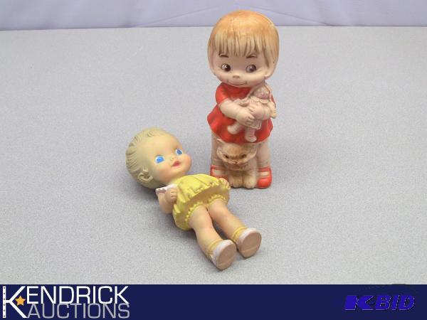 lot 31 image: Vintage J. L. Prescott Co. Rubber Squeak Dolls