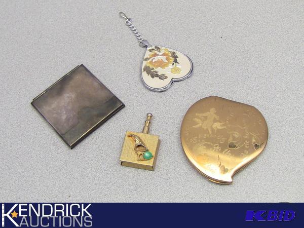 lot 44 image: Lot of 4 Collectible Metal Compacts