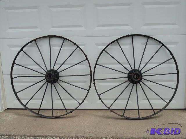 Pair of steel spoke wheels 46&quot...