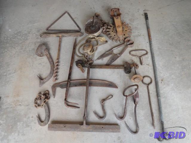 Assortment of farm tools including ...