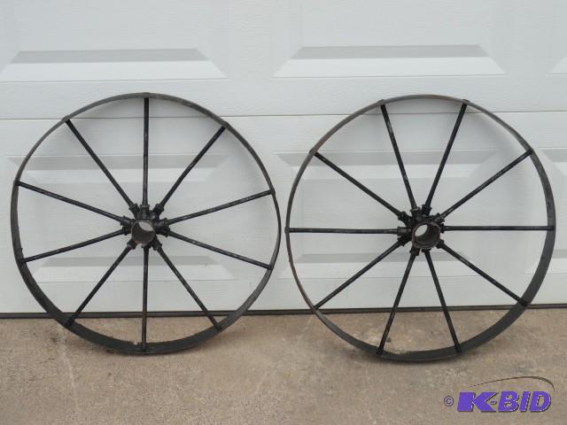 Pair of steel spoke wheels 24 12&q...