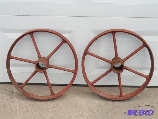 Pair of Cast steel wheels 19&quot...