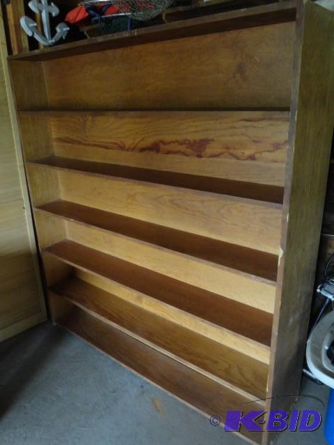 Double wood shelf unit, front and b...