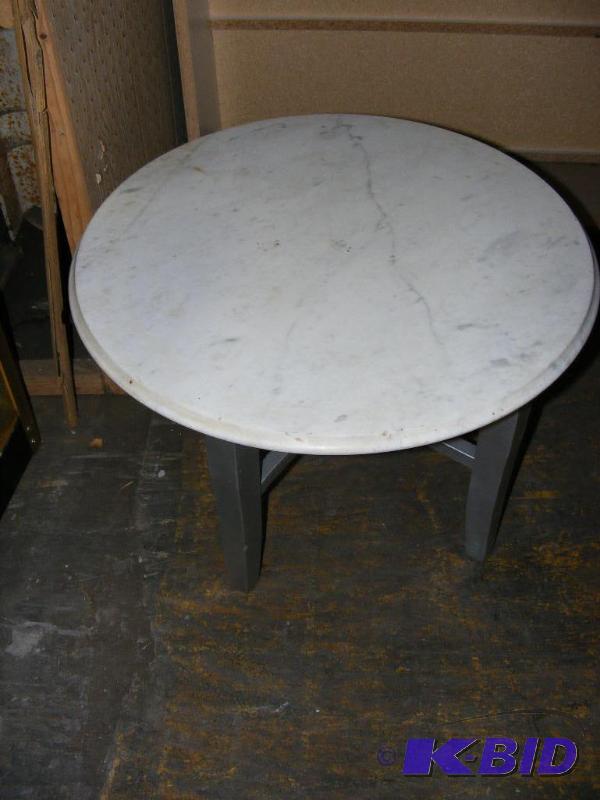 lot 184 image: Marble top table, wooden legs Fine ...