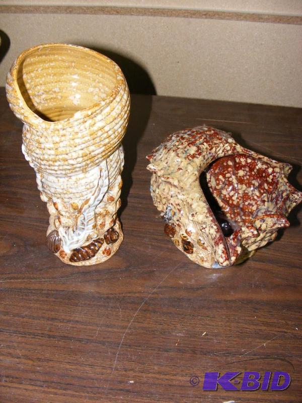 lot 187 image: Two Shell Shaped Planters or Vases...
