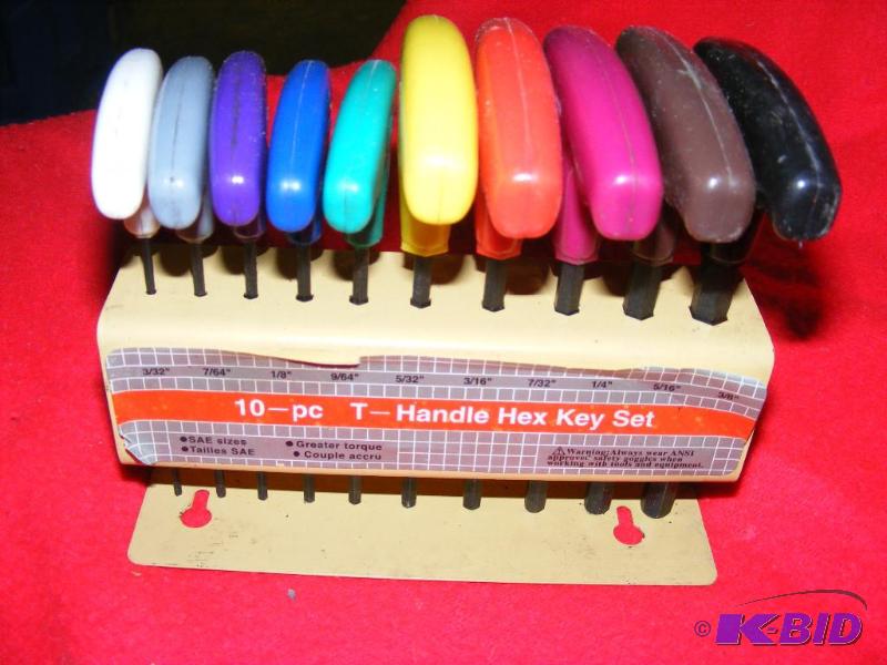 lot 194 image: 10-pc T-Handle Hex Key Set...