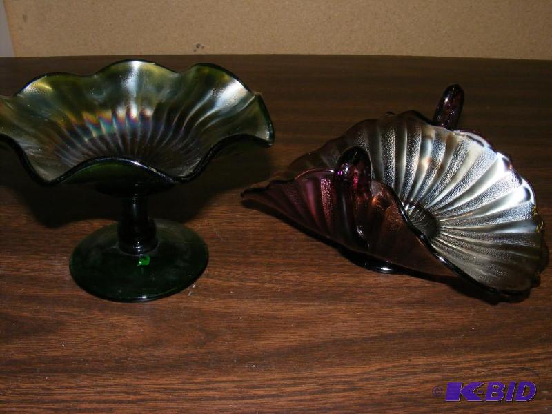 lot 235 image: Two Carnival Glass dishes...