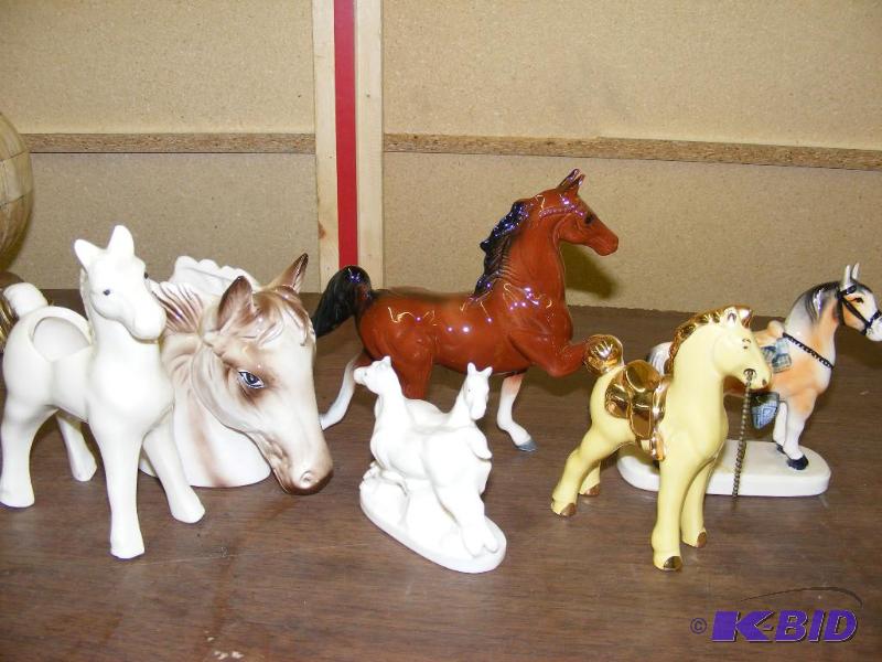 lot 263 image: Horse Figurines and planters...