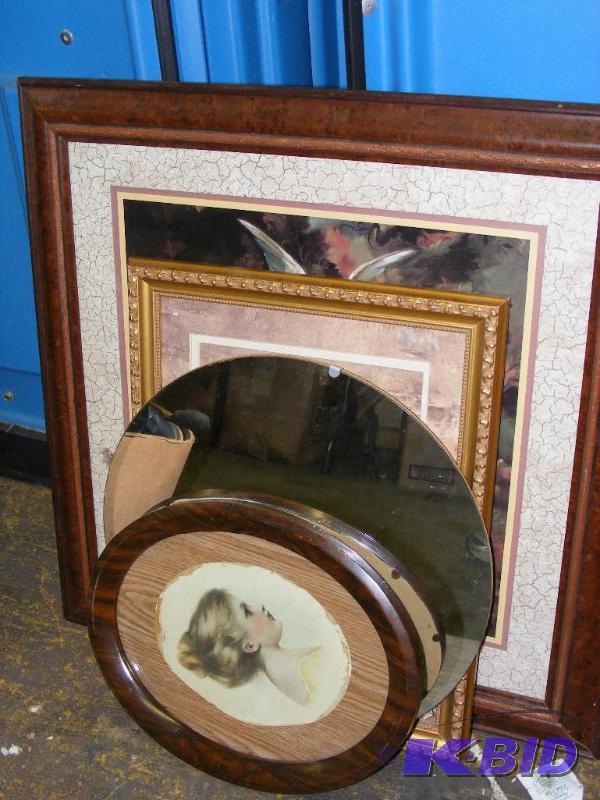 lot 281 image: Lot of Pictures and Round Mirror la...