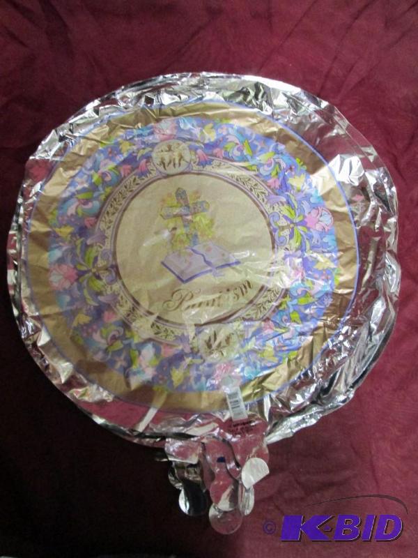 lot 114 image: Lot of 15 mylar balloons. Baptism...