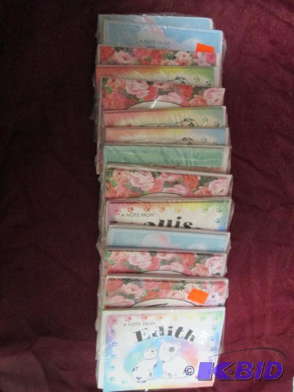 lot 353 image: Lot of 14 personalized note cards. ...