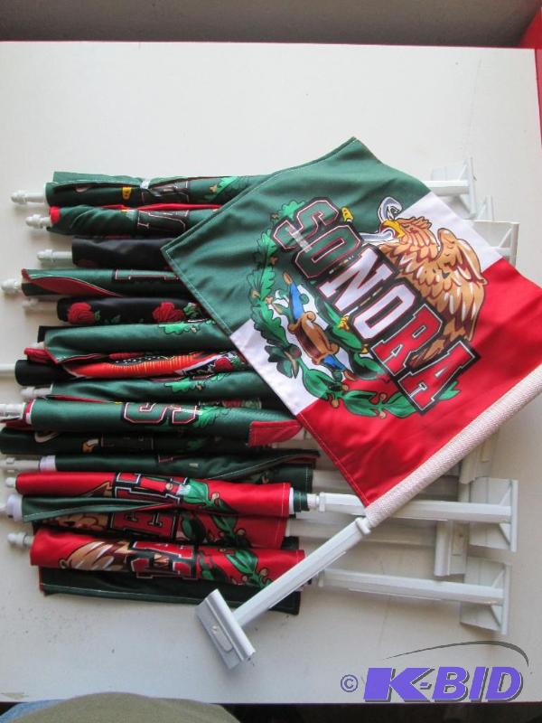 lot 40 image: Lot of 16 car flags with emblems an...