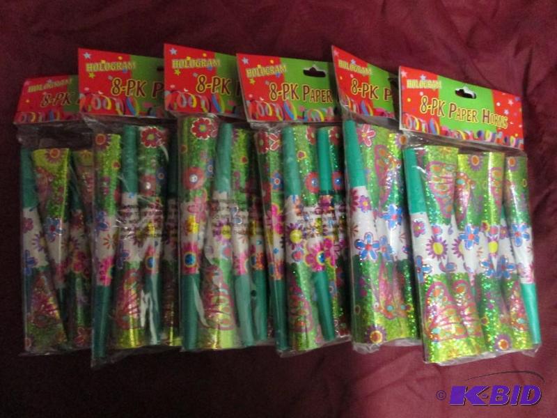 lot 91 image: Lot of 6 hologram paper horns, new....