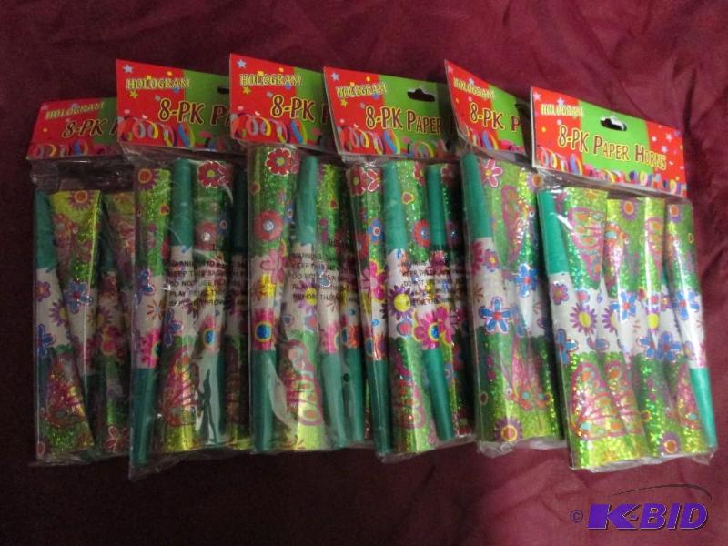 lot 92 image: Lot of 6 hologram paper horns, new....