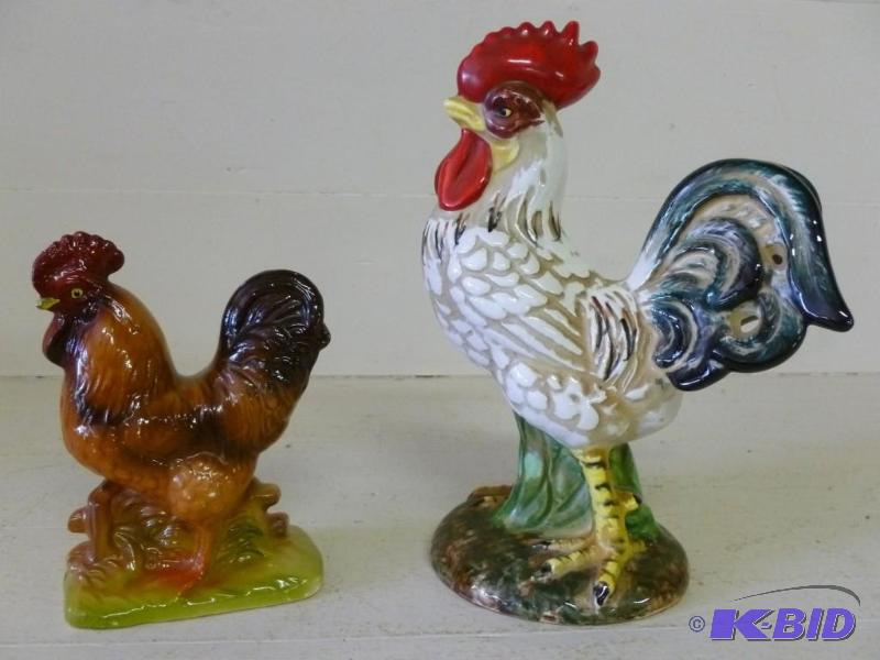 Lot of two vintage porcelain chicke...