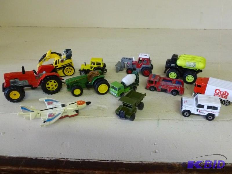 Large lot of die cast toys, tractor...