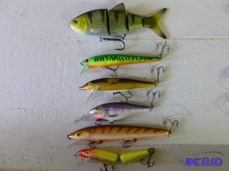Lot of six fishing crack baits, goo...