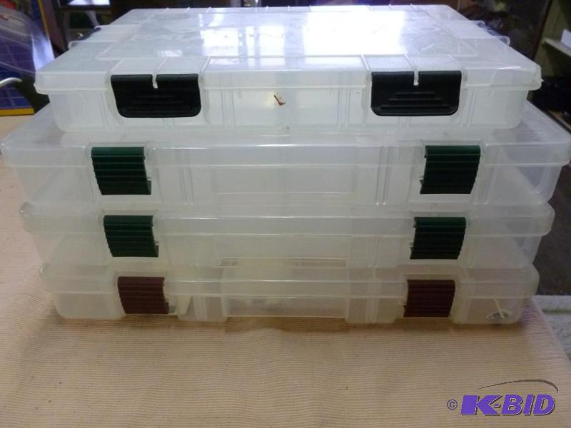 Lot of four large plastic bait boxe...