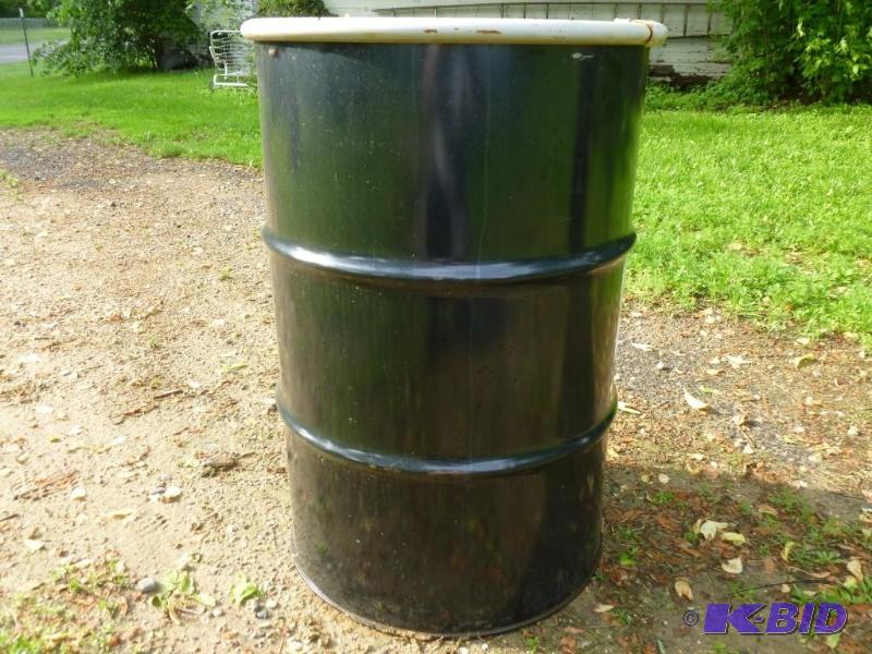 Large 55 gallon steel drum with lid...