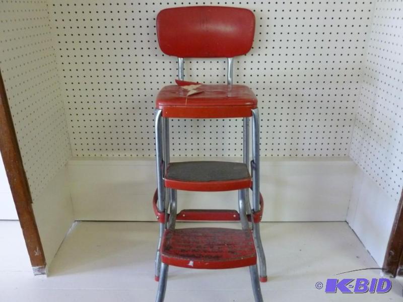 Large vintage red metal kitchen ste...