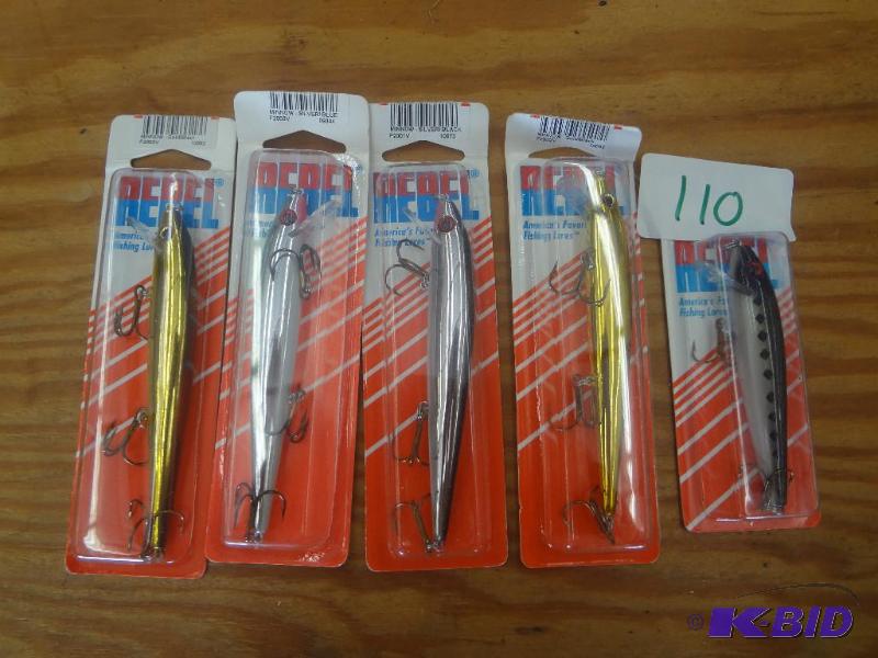 lot 110 image: (5) New Rebel Crankbait Lures...