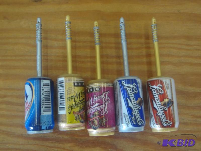 lot 211 image: (5) Beer Can Bobbers...