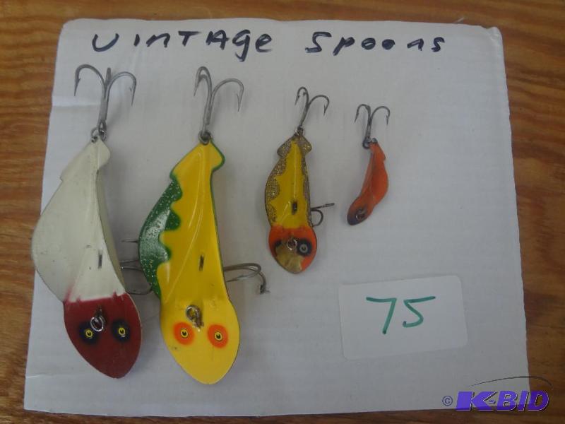 lot 75 image: (4) Vintage Spoon Lures...