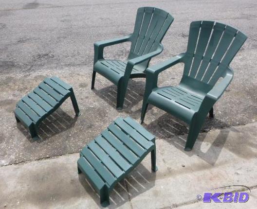 lot 127 image: 2 Adirondeck Chairs with 2 Foot Sto...