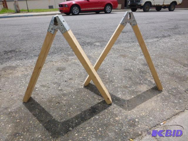 lot 142 image: 2 Folding Saw Horse Pieces...
