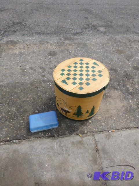 lot 153 image: Checker-Chess Basket 16" diame...