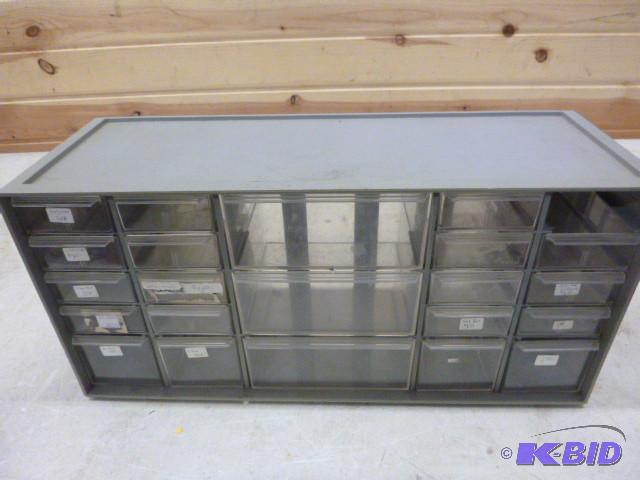 lot 24 image: Plastic Parts Bin Missing one drawe...