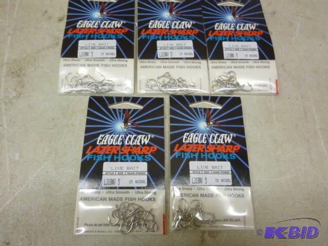 lot 35 image: Eagle Claw Lazer Sharp Hooks 15 per...