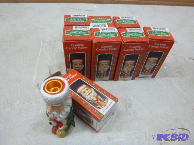 lot 63 image: 8 Ceramic Christmas Candle Holders...