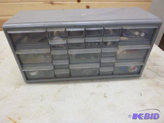 lot 78 image: Plastic Parts Bin With miscellaneou...