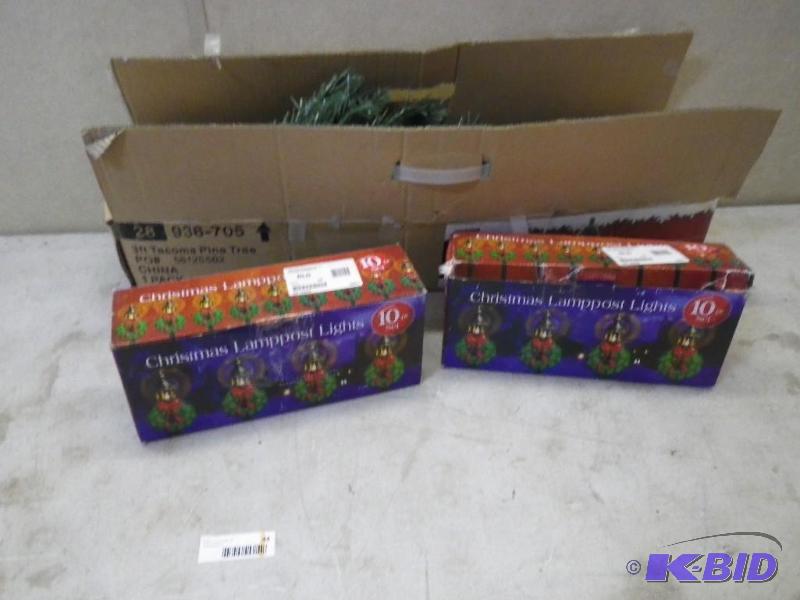 2 sets post cap lamps and 3 ft chri...