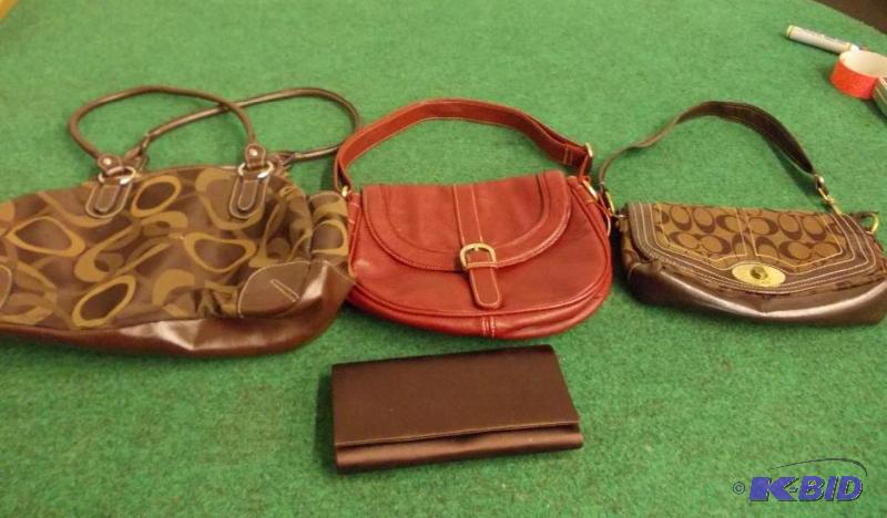 3 Handbags (1 Faux Coach) and 1 Wal...