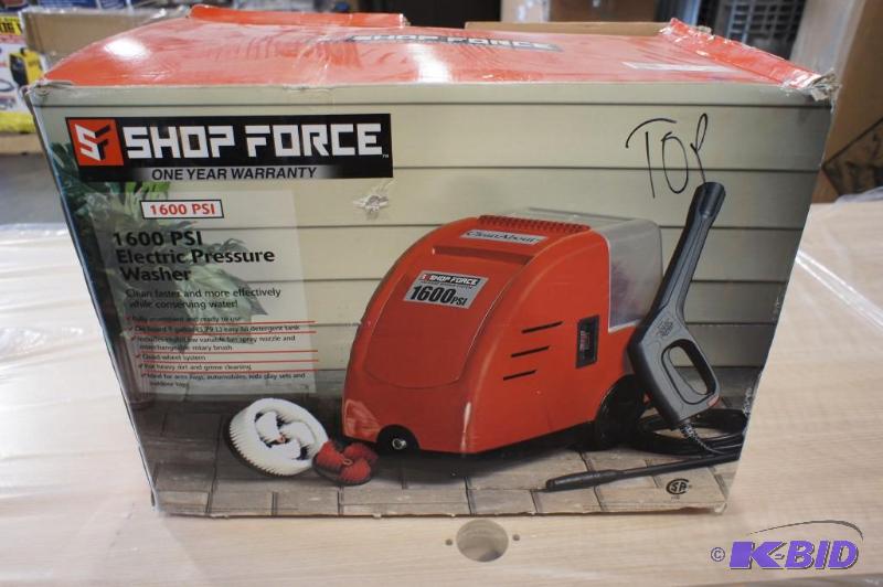 lot 20 image: Shop Force 1600 PSI Pressure Washer...