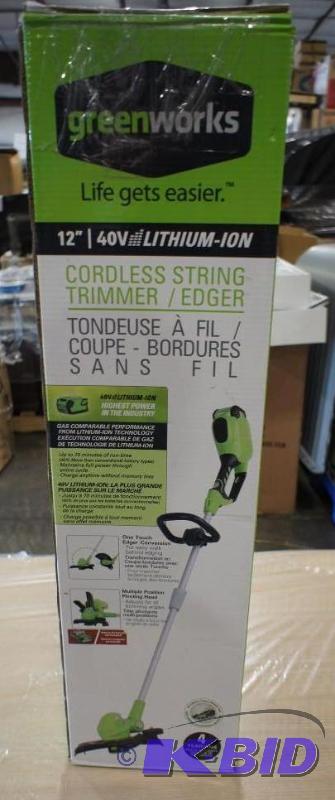 lot 24 image: Green Works 12" 40 volt weed w...