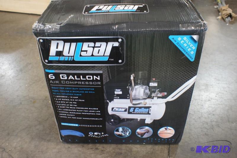 lot 4 image: Pulsar 6 gallon air compressor. Unt...