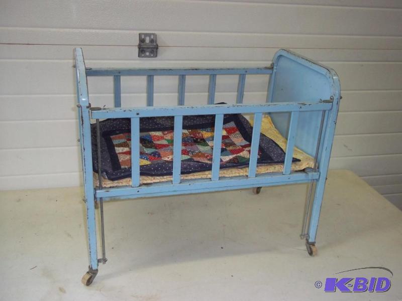 antique metal doll crib