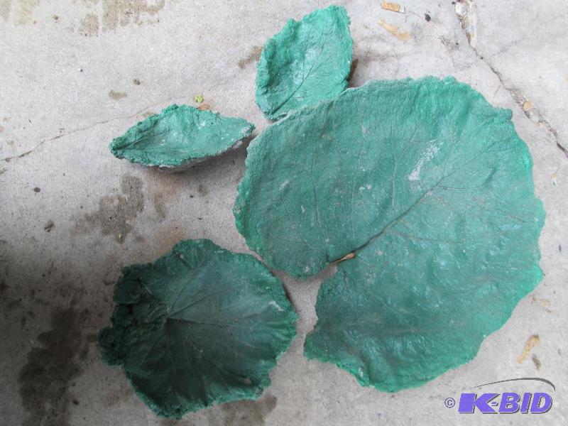 lot 19 image: 4 various size cement leaves, great...