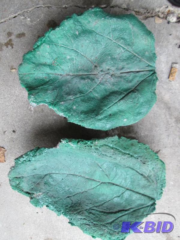 lot 20 image: 2 various size cement leaves, great...