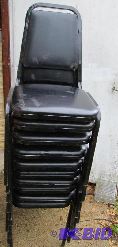 lot 56 image: Lot of 10 stacking metal frame chai...