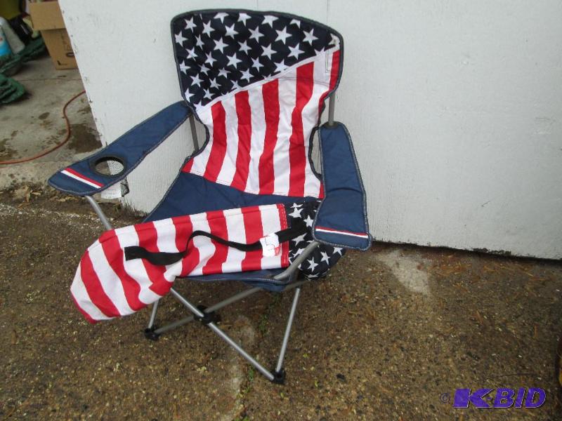 lot 6 image: American flag pattern folding chair...