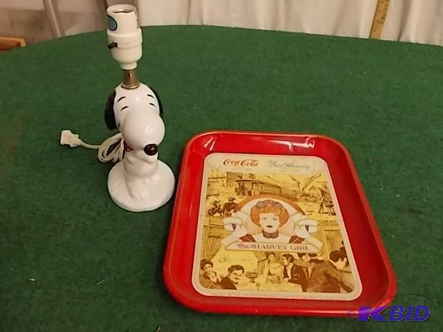 lot 43 image: Ceramic Snoopy Lamp &amp Coca Cola...