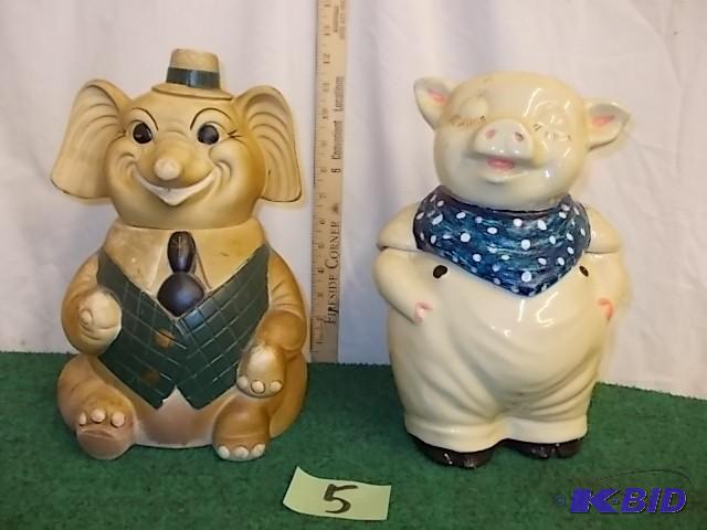 lot 5 image: Pig &amp Elephant Cookie Jars...